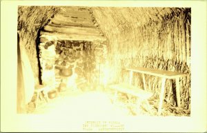 RPPC Wigwam Interior Pioneers Village Salem Massachusetts Real Photo Postcard