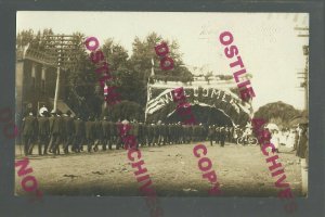 Pella IOWA RPPC c1910 G.A.R. CONVENTION Encampment PARADE Welcome Arch CIVIL WAR