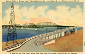 IA and IL - Lincoln Highway Bridge over the Mississippi between Clinton, IA a...