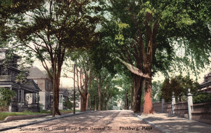 Vintage Postcard 1908 Summer Street Looking East from Harvard St. Fitchburg Mass Other