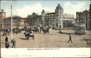 Christchurch New Zealand Cathedral Square 1906 Used Postcard Stamp Cover