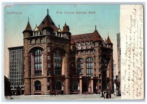 1906 Erie County Savings Bank Exterior Building Street Buffalo New York Postcard