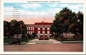 West Intermediate School, Jackson MI c1949 Vintage Postcard S47