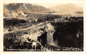 H91/ Snowqualmie Falls Washington RPPC Postcard c1940s Valley Laidlaw 128