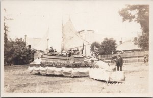 Duncan BC Jubilee Celebrations 1927 Sailboat Float Unused RPPC Postcard H35
