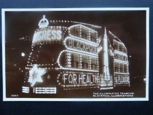 Lancashire BLACKPOOL Illuminated Tramcar PROGRESS - Old RP Postcard