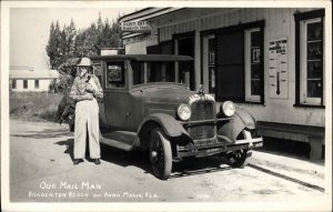 Mail Car MailMan Post Office Anna Maria Bradenton FL Real Photo Postcard 