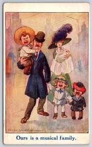 Fred Spurgin Comic~Parents w/Four Children All Crying~Ours Is A Musical Family