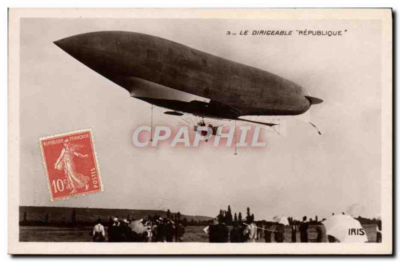 Old Postcard Zeppelin Airship Republic