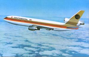 Continental Airlines DC-10-30 Airplane Advertising Ad Airline Postcard D3