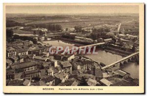 Old Postcard Panorama Beziers Bridges on L & # 39Orb