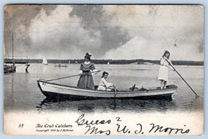 1905 THE CRAB CATCHERS 3 WOMEN IN A BOAT J. M. JORDAN ANTIQUE POSTCARD
