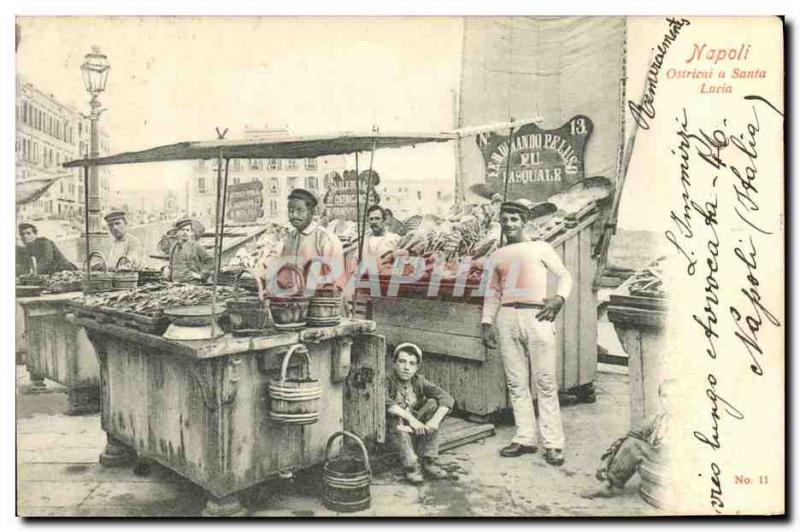 Old Postcard Napoli Ostricai in Santa Lucia Fish Merchant TOP