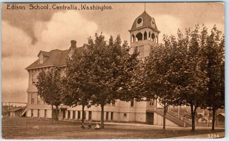 CENTRALIA, Washington  WA   EDISON SCHOOL  ca 1910s   Postcard 