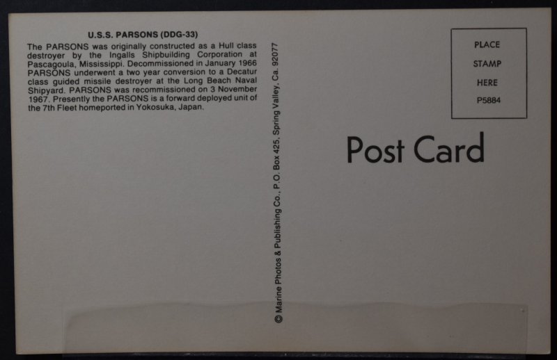 US Navy Ship - U.S.S. Parsons [DDG-33]