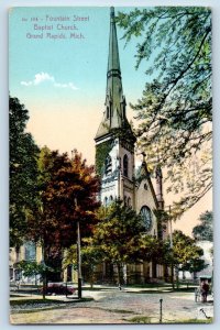 Grand Rapids Michigan Postcard Fountain Street Baptist Church Exterior View 1910