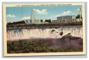 Vintage 1940's Postcard Snake River LDS Temple & Hospital Idaho Falls Idaho