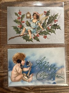 Lot of Antique Postcards Victorian Early 1900s Vintage New Year Embossed