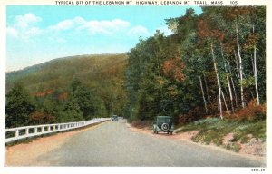 Vintage Postcard Tupical Bit Lebanon Mountain Highway Roadway Massachusetts MA