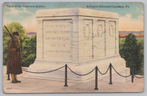 Linen~Guard @ Tomb of Unknown Solider Arlington Cemetery VA~Vintage Postcard