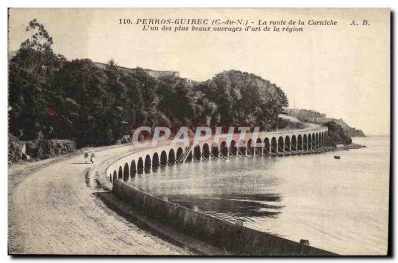 Old Postcard Perros Guirec The Corniche Road L one of most beautiful