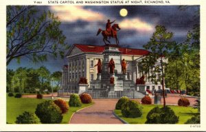 Virginia Richmond State Capitol and Washington Monument At Night