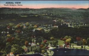 North Bridgton ME Aerial View Linen Postcard