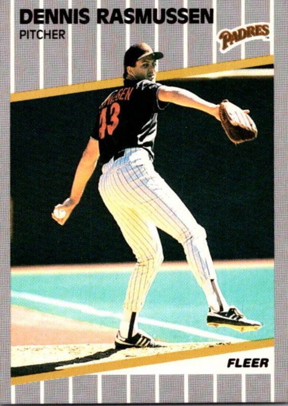 1989 Fleer Baseball Card Dennis Rasmussen Pitcher San Diego Padres sun0683