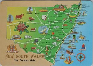 Maps Postcard - Map of New South Wales, Australia, The Premier State RR23502