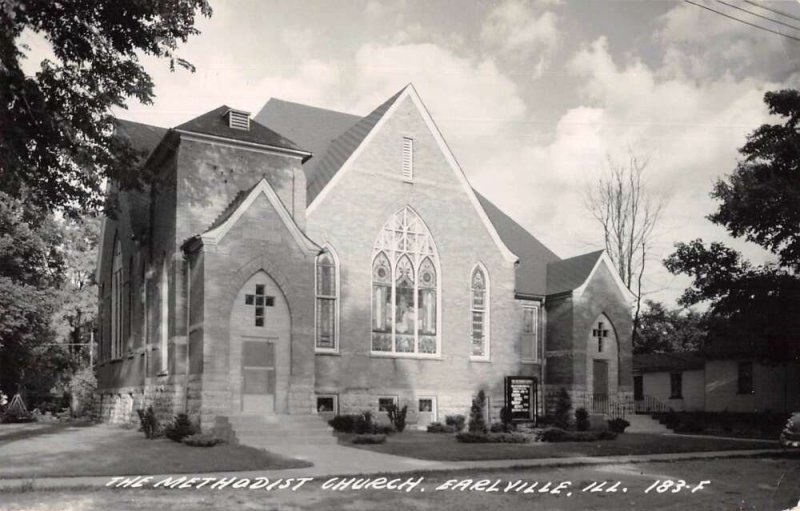 Earlville Illinois Methodist Church Real Photo Vintage Postcard AA18457