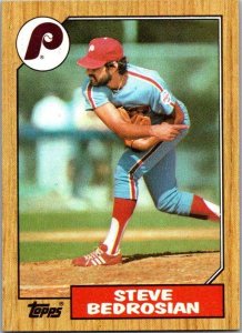 1987 Topps Baseball Card Steve Bedrosian Philadelphia Phillies sk3469