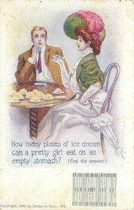 Postcard C-1910 Ice Cream Puzzle how many can a pretty girl eat TP24-3232