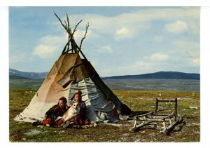 Norway - Lapp Children with Their Pet Dog  (continental size)