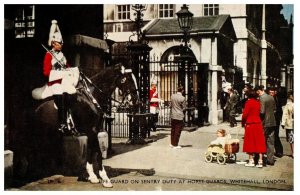 Sentry Duty At Horse Guards Whitehall London Black And White Postcard Posted