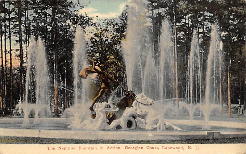 The Neptune Fountain in Action Georgian Court, Lakewood, N.J., USA Postcard 1912