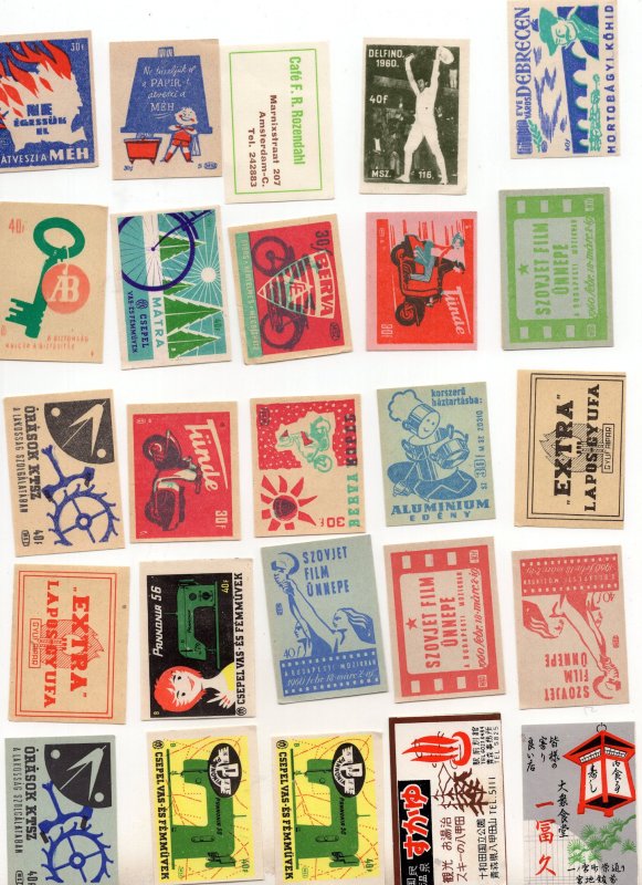 25 Vintage Matchbox Lid Labels All EX or Mint RARE Bundle