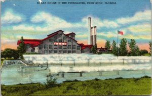 Clewiston Florida Everglades Sugar House Scenic Factory Linen Postcard 