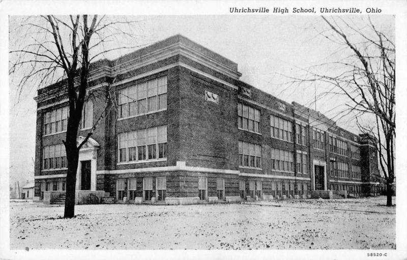 Uhrichsville Ohio view of Uhrichsville High School antique pc Y11358