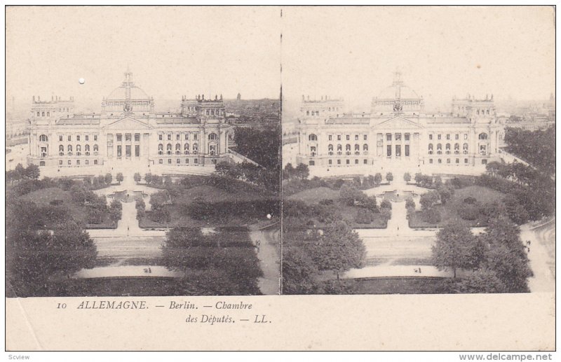 Stereoscope Postcard ; Allemagne.- Berlin.- Chambre des Deputes , 00-10s ; Ge...