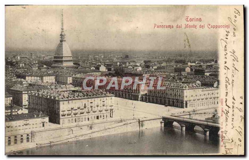 Old Postcard Torino Panorama Dal Monte dei Cappuccini