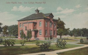 Postcard Cedar Rapids Iowa Coe College Marshall Hall IA