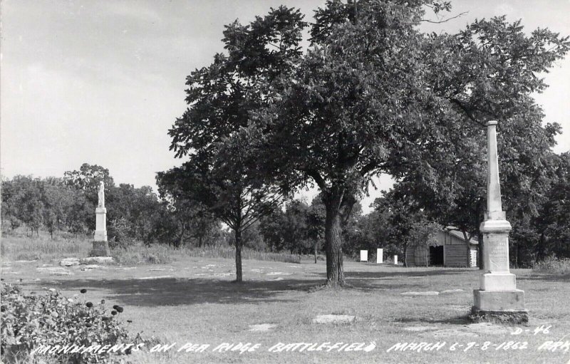 Civil War, RPPC, Monuments, Pea Ridge Battlefield, Arkansas, Old Postcard