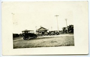 Brookings SD Railroad Station Train Depot Old Cars RPPC Real Photo Postcard