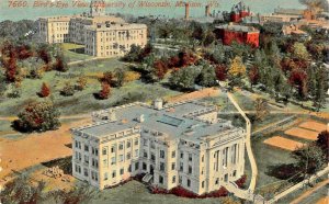 MADISON WISCONSIN~BIRDS EYE VIEW OF UNIVERSITY~1910s TO SPRING GREEN WI POSTCARD