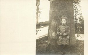 c1909 RPPC Postcard; Cute Little Girl in Drop Waist Dress, Unknown US Location