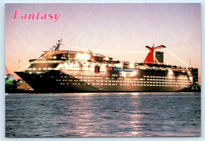 2 Postcards CARNIVAL Cruise Ship ~ FANTASY Fun Ship Night/Day 4x6