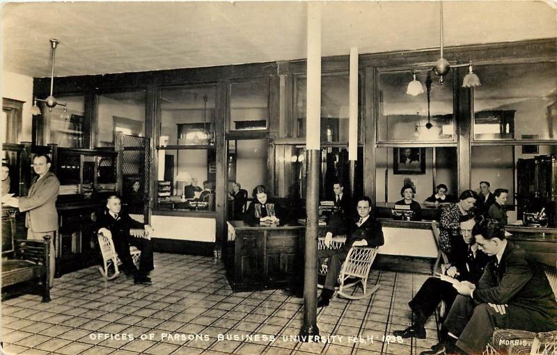 c1939 RPPC Postcard; Offices of Parsons Business University, Morris Photo