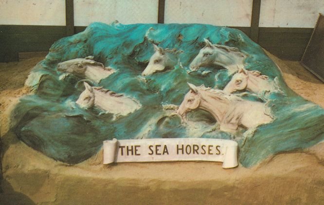 Sea Horses Weymouth Dorset Sand Model Artist Hand Signed 1970s Postcard