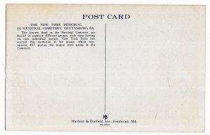 The New York Memorial & National Cemetery, Gettysburg Pennsylvania, unused linen