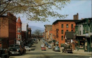 Rutland Vermont VT Classic 1950s Cars Truck Street Scene Vintage Postcard